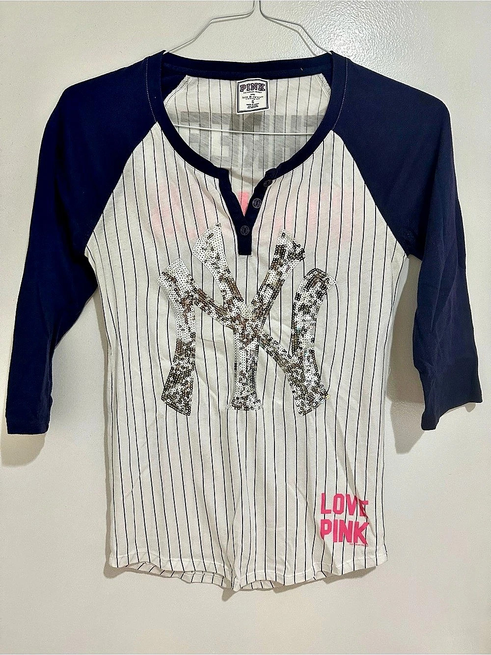 Victoria's Secret Pink New York Yankees Baseball Shirt Women’s Size Small